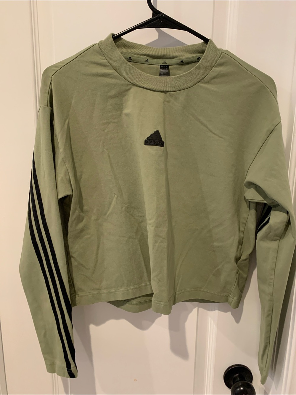 adidas Olive Green Long-Sleeve with Black Stripes